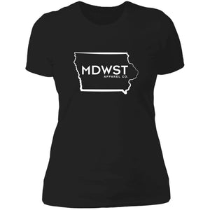 MDWST IA State Outline Ladies' Boyfriend T-Shirt