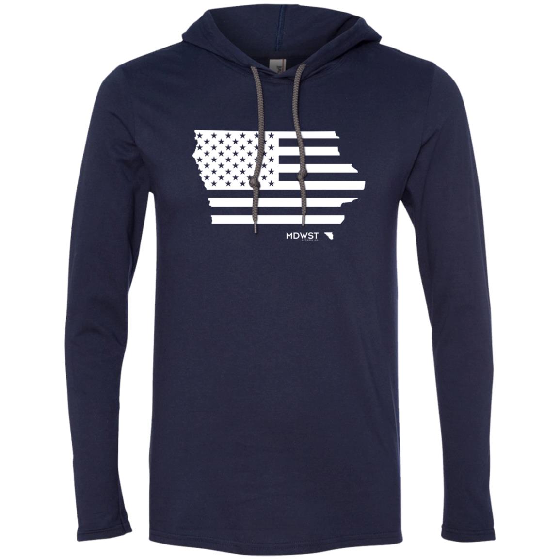 American Flag IA State Men's LS T-Shirt Hoodie