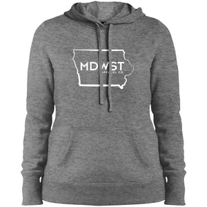 MDWST IA State Outline Ladies' Pullover Hooded Sweatshirt