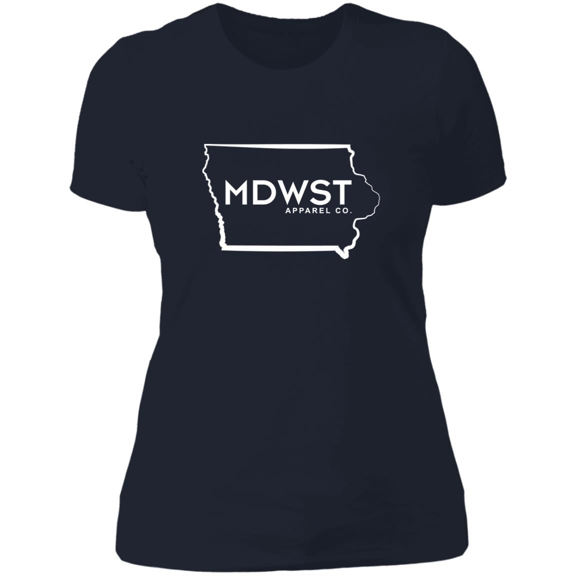 MDWST IA State Outline Ladies' Boyfriend T-Shirt