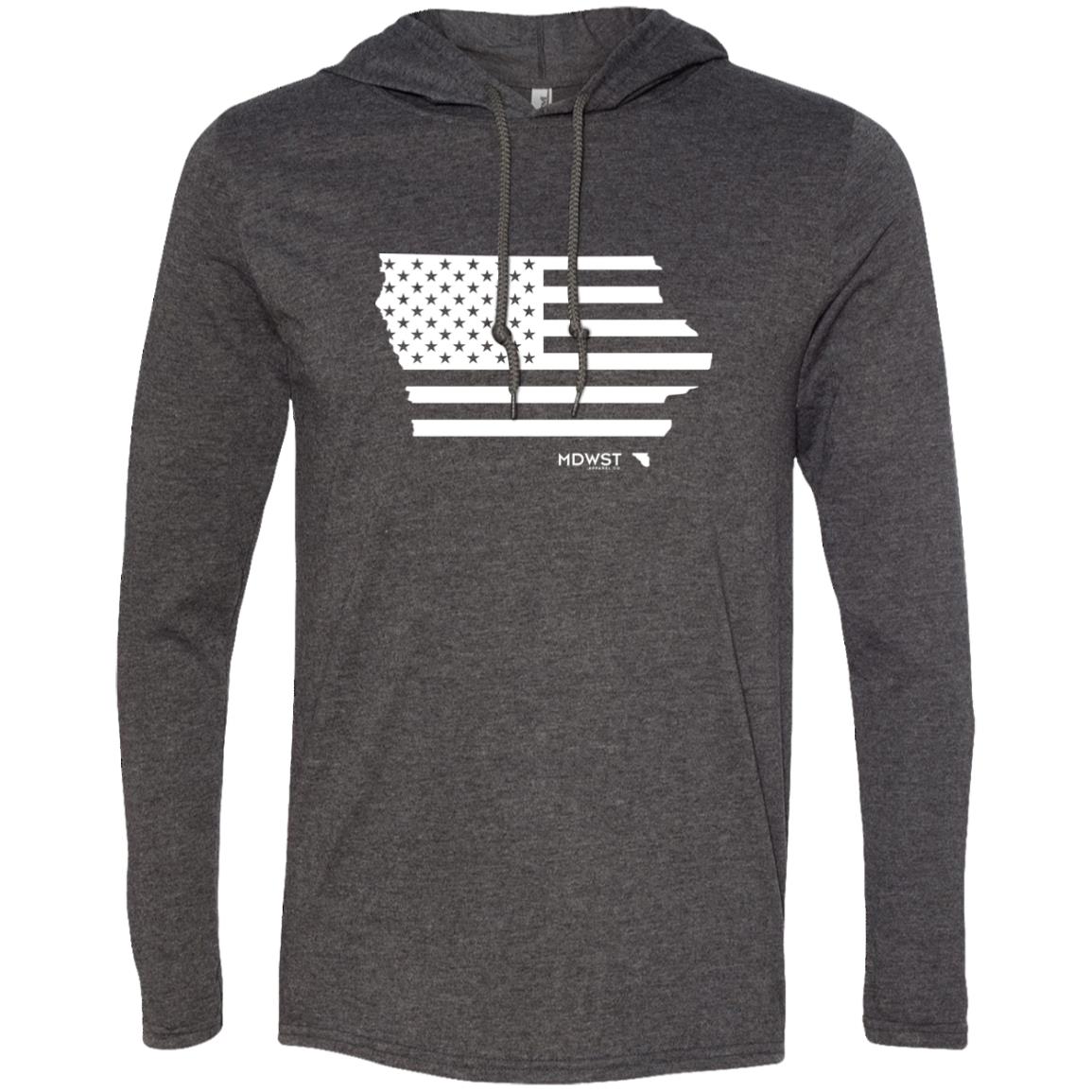 American Flag IA State Men's LS T-Shirt Hoodie