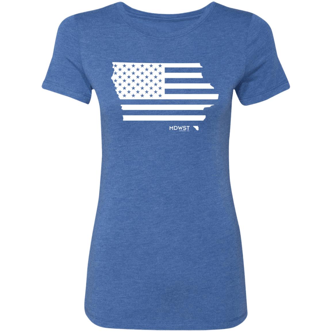American Flag IA State Ladies' Triblend T-Shirt