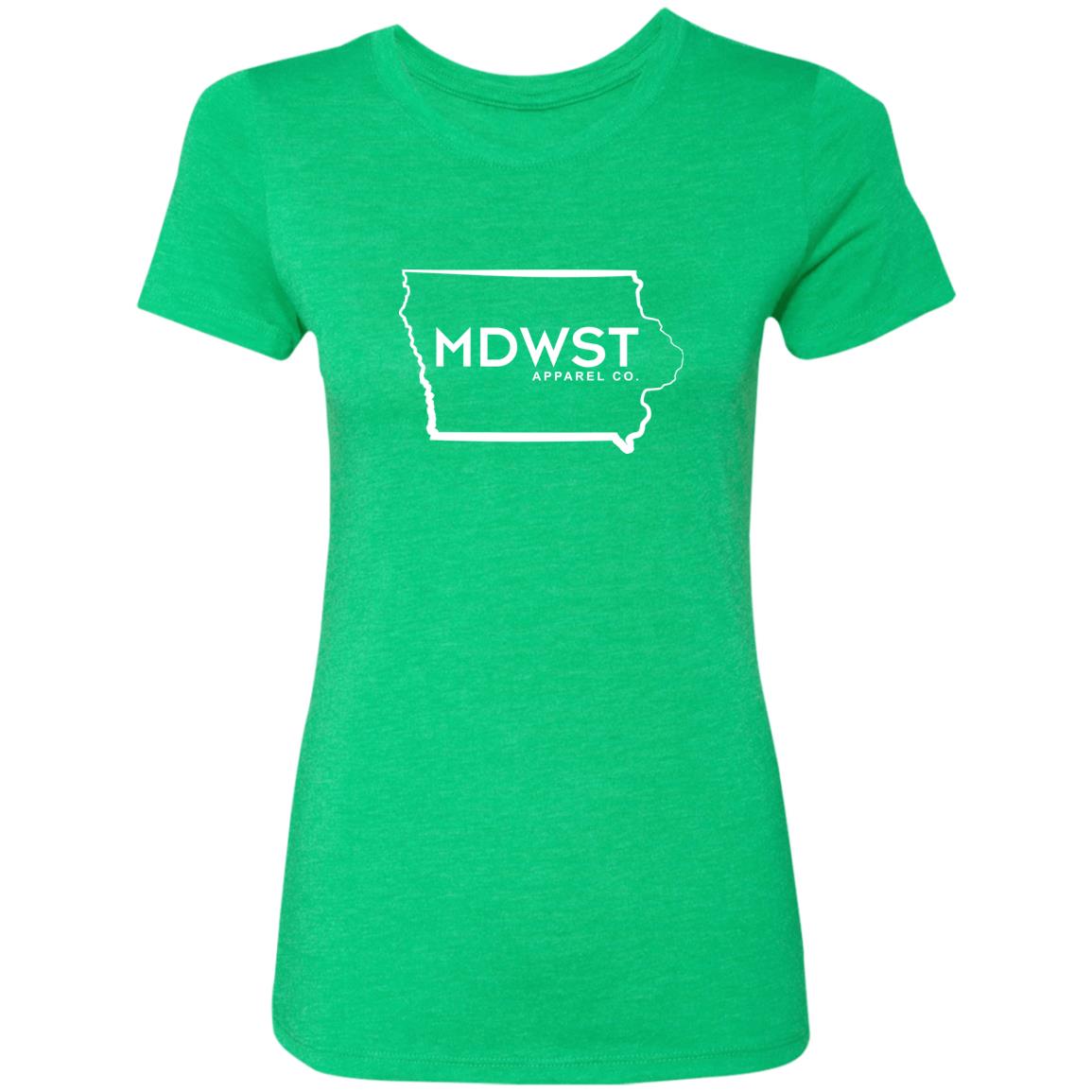 MDWST IA State Outline Ladies' Triblend T-Shirt