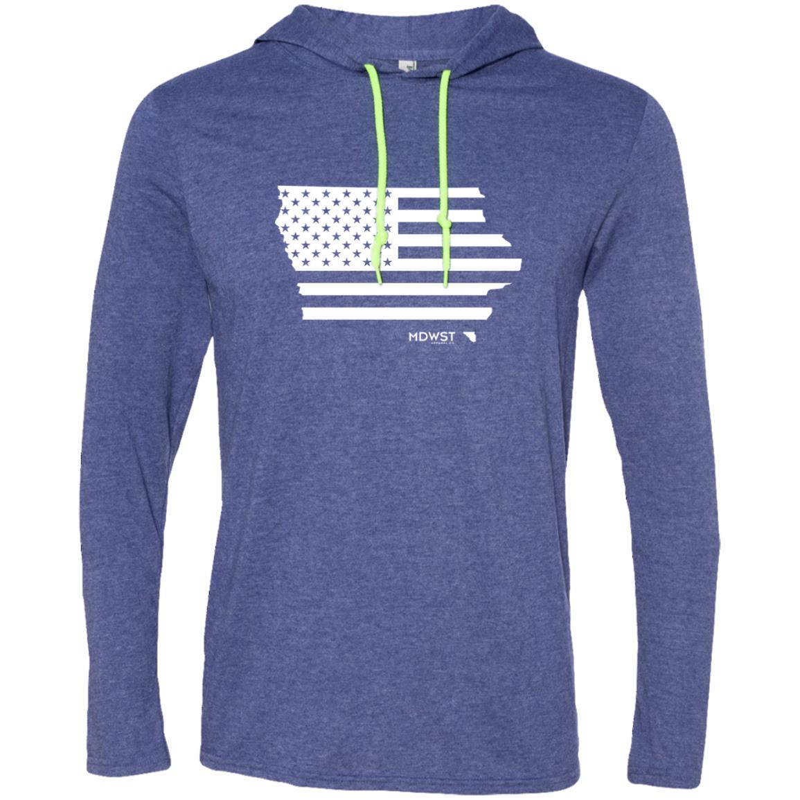 American Flag IA State Men's LS T-Shirt Hoodie