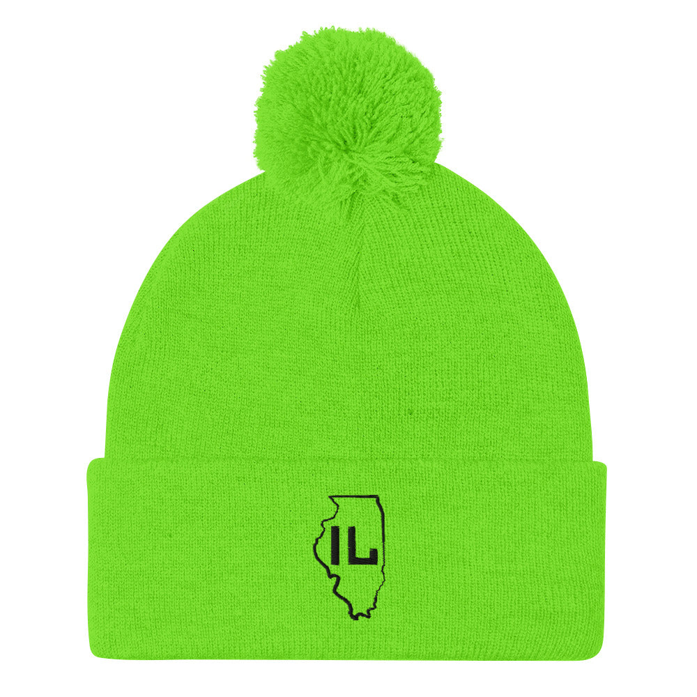 IL Outline Pom-Pom Beanie