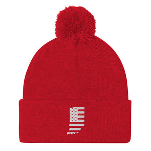 American Flag IN State Pom-Pom Beanie