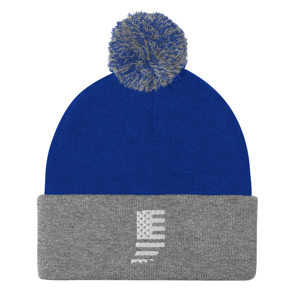 American Flag IN State Pom-Pom Beanie